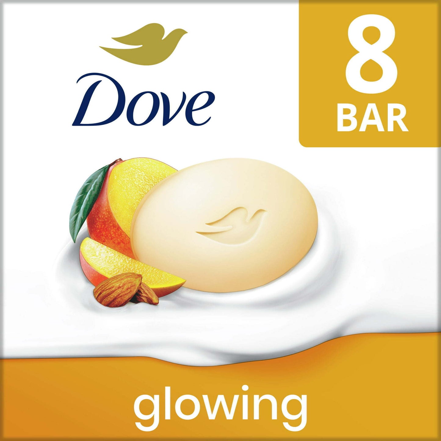 Dove Moisturizing Gentle Beauty Bar Soap for All Skin Type Glowing Mango & Almond Butter, 3.75 oz (8 Bars)