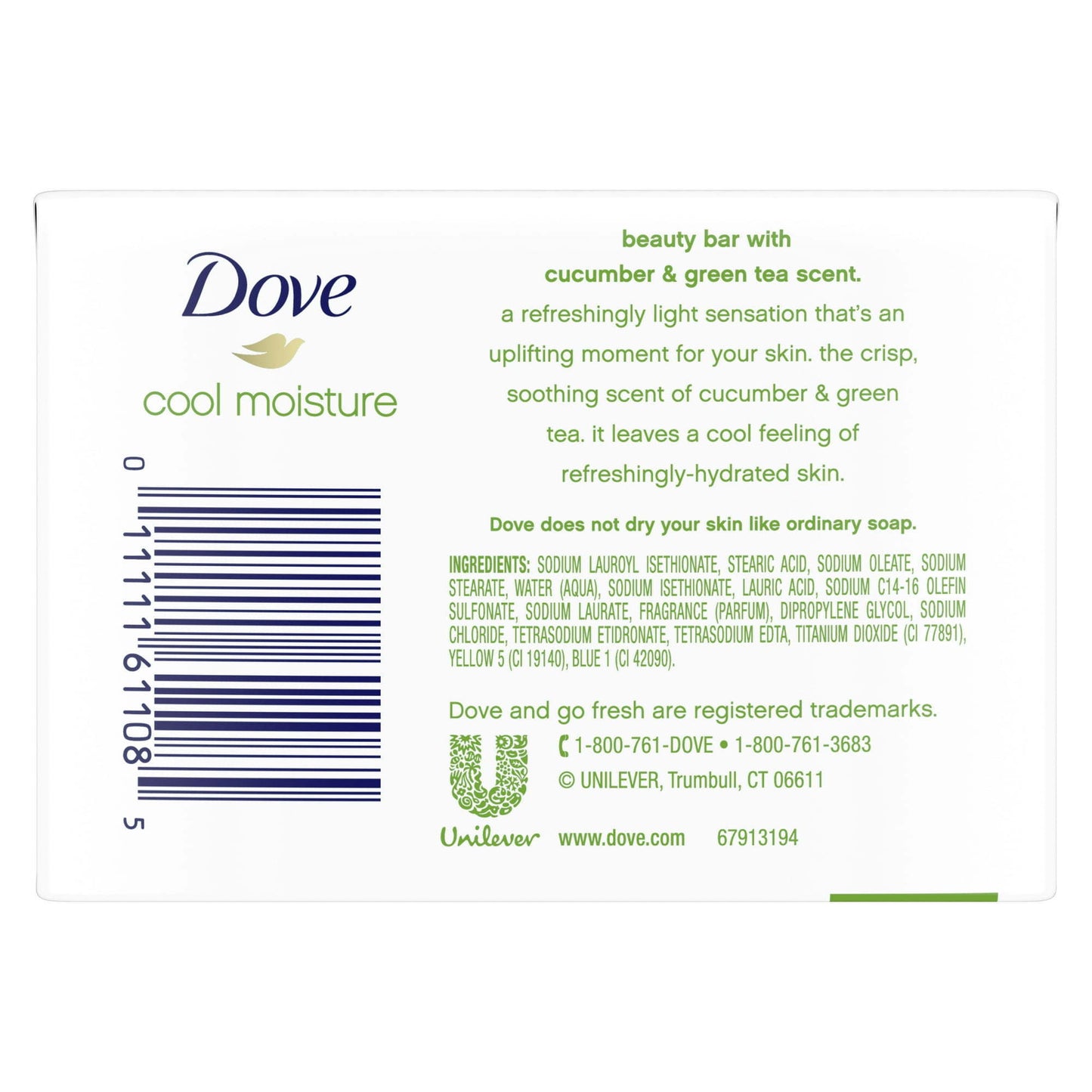 Dove Go Fresh Cool Moisturizing Gentle Beauty Bar Soap, Cucumber & Green Tea, 3.75 oz (4 Bars)