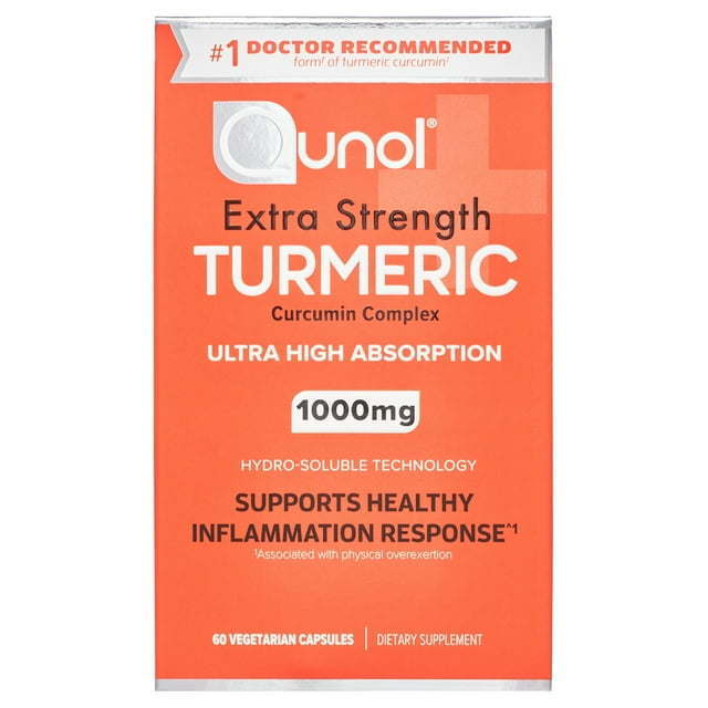 Qunol Brand Turmeric Curcumin Capsules (60 Count) with Ultra High Absorption, 1000mg Joint Support Herbal Supplement