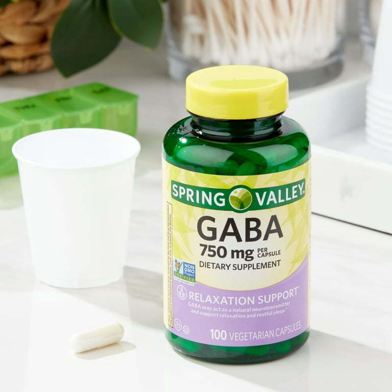 Spring Valley GABA Amino Acid Supplement, 750 mg, Unflavored, 100 Count