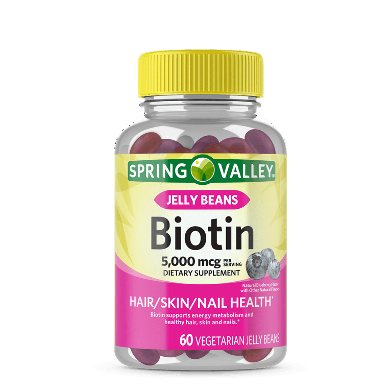 Spring Valley Biotin Vegetarian Jelly Beans, 5000 Mcg, 60 Count