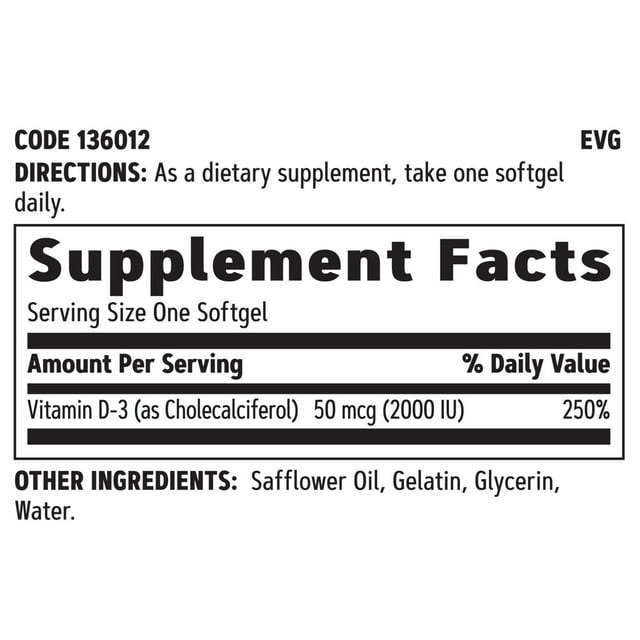 GNC VITAMIN D3 2000 IU, 180 Softgel Capsules, Supports calcium absorption to support healthy teeth and bones, Gluten Free