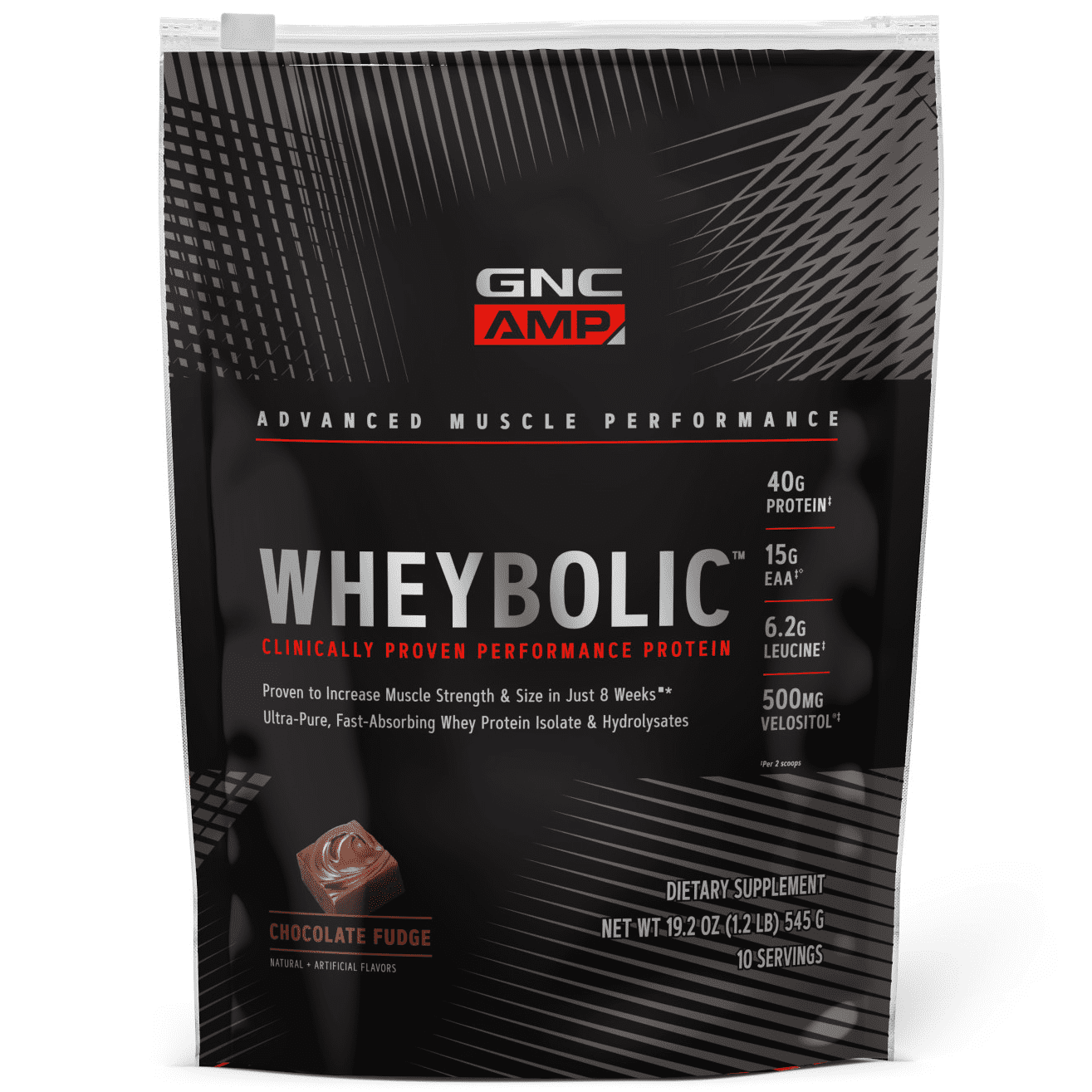 GNC AMP Wheybolic(TM) Protein Powder, Chocolate Fudge, 1.2 lbs, 40g Whey Protein