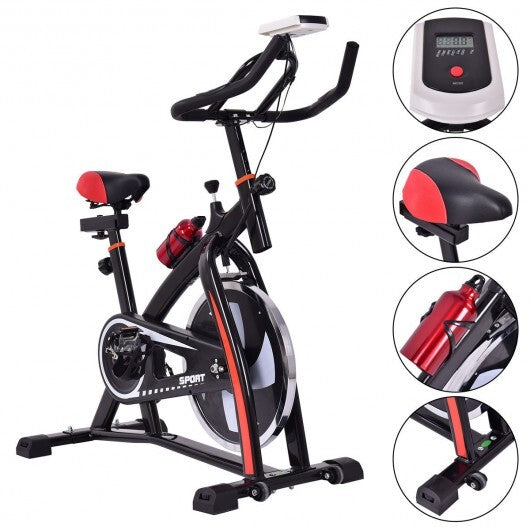 Household Adjustable Indoor Exercise Cycling Bike Trainer with Electronic Meter - Color: Black